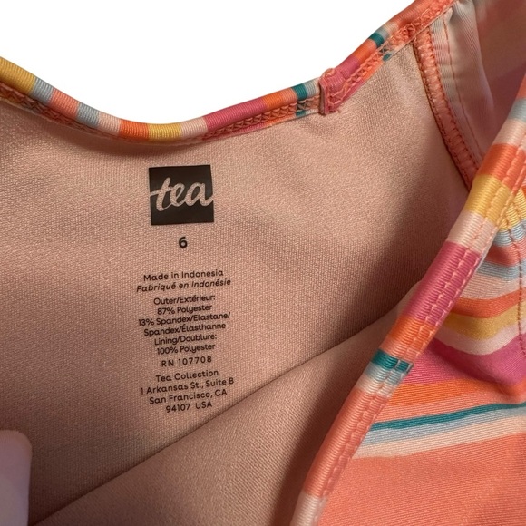 Tea Collection | Girl Orange Berry Purple Striped Tankini 2pec Swim Set Size 6 - Picture 5 of 11